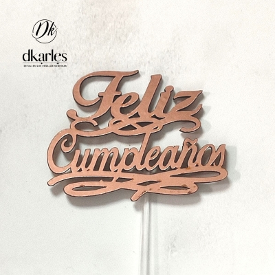 DKarles - Topper Feliz Cumpleaos, Palo Rosa
