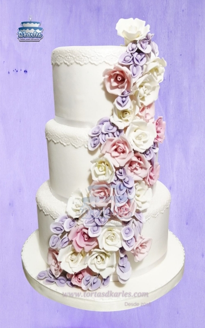 DKarles - Maqueta Torta Matrimonio, cada de Rosas de azcar 03